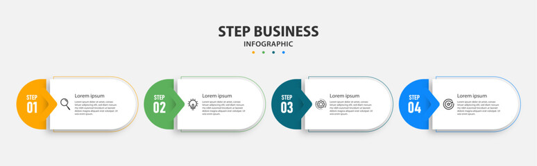 Step Business infographics template. timeline with 4 options. can be used for workflow diagram, info chart, web design. vector illustration.
