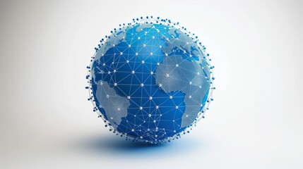 Global Business: A 3D vector illustration of a network of interconnected dots and lines on a globe - obrazy, fototapety, plakaty