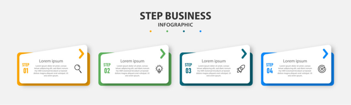 Step Business infographics template. timeline with 4 options. can be used for workflow diagram, info chart, web design. vector illustration.