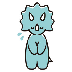 申し訳なさそうにお辞儀するベビートリケラトプスのイラスト