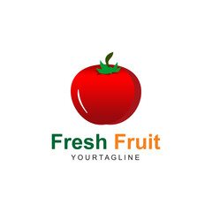 Tomato logo vector icon design. Red fresh fruit.