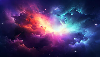Colorful space nebula background. Generative ai design concept art.