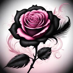 Pink beautifull Rose with black leaves
