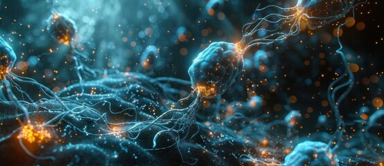 Fototapeta premium A computer generated image of a brain with many neurons