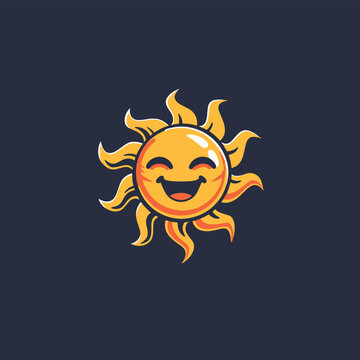 Cute smiling sun cartoon character illustration vector artwork