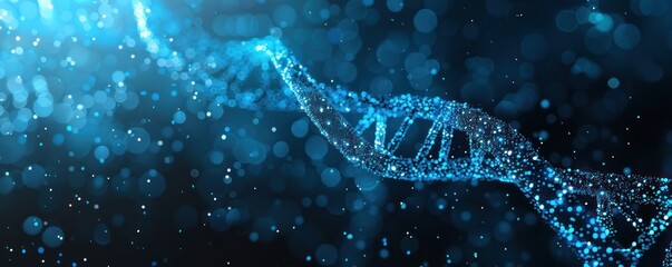 A blue DNA strand with a lot of sparkles