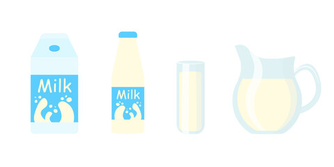 set of dairy products on a white background