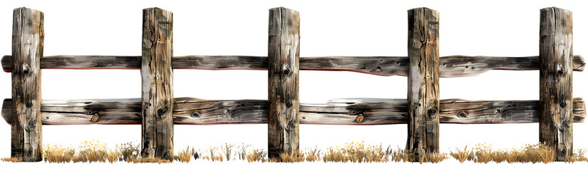 Fence from wood- isolated on transparent background