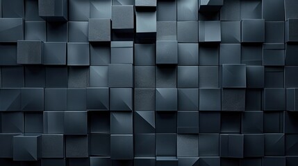 A black and white image of a wall made of black cubes