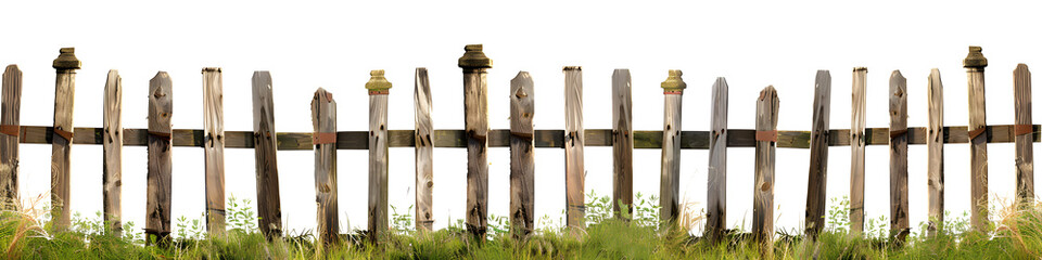 Fence from wood- isolated on transparent background - obrazy, fototapety, plakaty