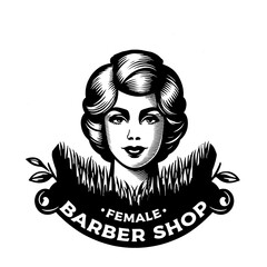 illustration logo design  a barber girl