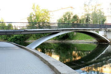 Fototapeta premium The bridge was built over a gorge and a water obstacle.