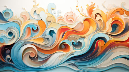 Whimsical Minimalist Swirls in Abstract Bliss Background Ai Generative
