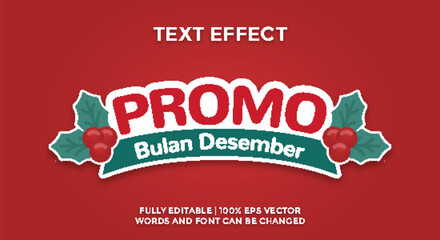 December Promo Text Effect with Christmas Holly