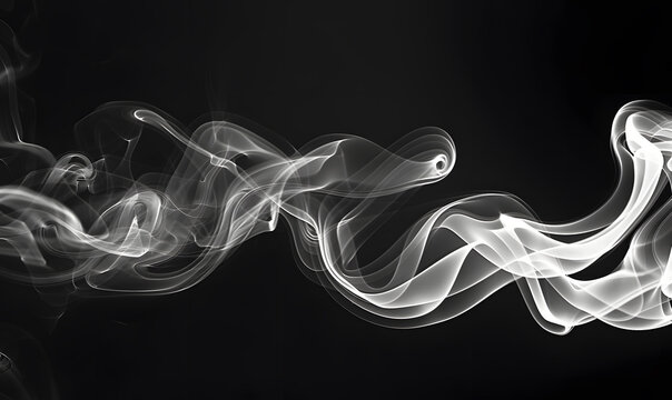 Abstract smoke moves on a black background, Abstract texture, Cloud of smoke, White smoke on a black background