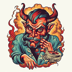 Vintage style tattoo idea about demon