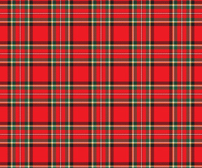 Plaid pattern, red, white, black, yellow, green. Seamless background for clothes, skirts, pants or decorative fabric. Vector illustration