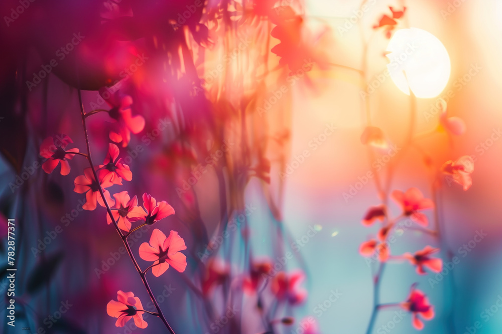Poster abstract floral background with lights and bokeh. created with generative ai technology.