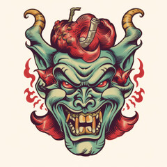 Fototapeta premium Vintage style tattoo idea of demon