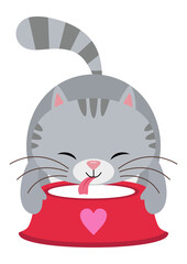 Cute funny cat drinking milk