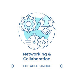 Networking and collaboration soft blue concept icon. Hackathon benefit. Knowledge sharing. Round shape line illustration. Abstract idea. Graphic design. Easy to use in promotional materials