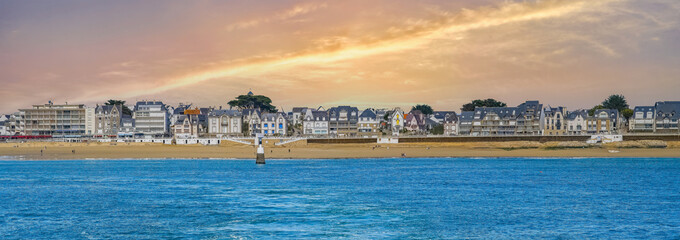 Quiberon in Brittany, the Port-Maria beach, with harbor
