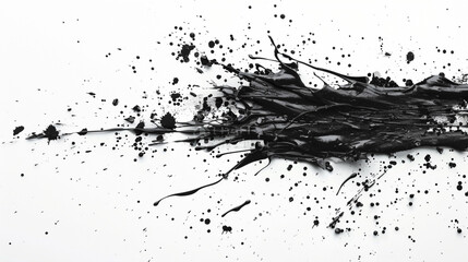 Charcoal gray paint splatter on a pure white background
