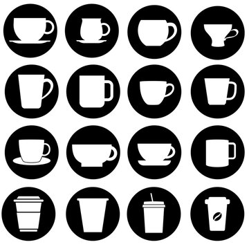 Coffee cup icon vector set. tea cup illustration sign collection. Hot drink symbol or logo.
