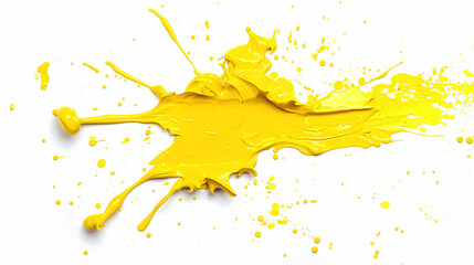 Canary yellow paint splatter on a pure white background