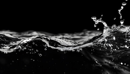 The movement of air in the water. Macro. Black and white. For eco concepts or drinks, liquids with...