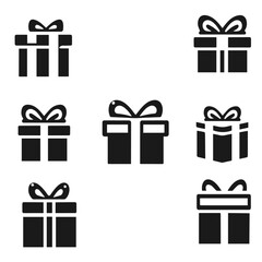 Gift box 🎁 icon set. Present gift box tied, open, and sparkle for christmas, birthday, valentine, wedding event, party, celebration, and achievement success. Vector illustration
