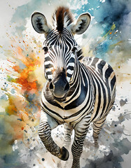 Zebra Wizji: Fantazyjne Pasy na Tle Kolorów - obrazy, fototapety, plakaty
