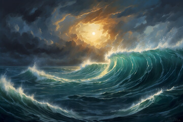 A landscape of a stormy sea