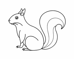 Continuous Line Drawing of Squirrel with Bushy Tail