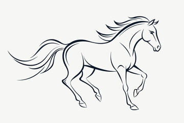 Galloping Horse Using Continuous Lines Emphasizing Movement