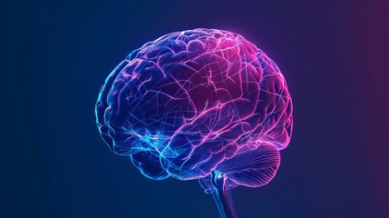 Obraz premium 3D x-ray illustration of human brain from side view. The brain in glow color. Medical reference picture