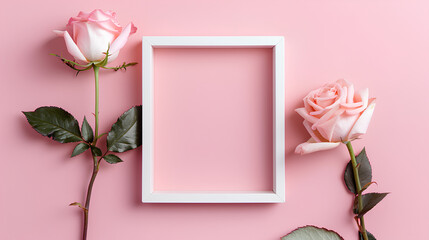 Mother's Day 2024 background frame with roses and copy space