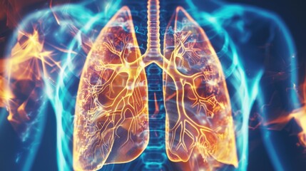 Brightly Glowing Blue and Yellow Lungs
