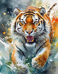 Tropienie Barw: Kolorowy Tygrys W Dzikiej Przyrodzie - obrazy, fototapety, plakaty