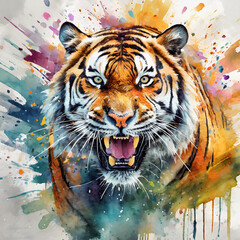 Obraz premium Tropienie Barw: Kolorowy Tygrys W Dzikiej Przyrodzie