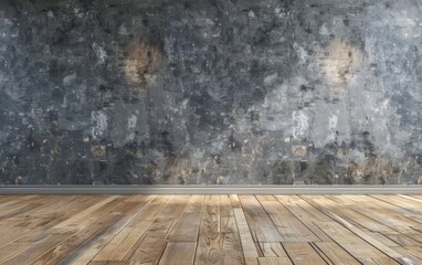 Fototapeta premium Empty room gray wall room with wooden floor