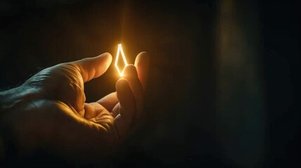  A magical energy emanating from a person hands in dark background.