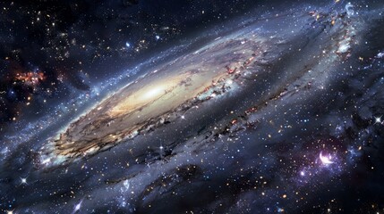 Naklejka na ściany i meble Universe filled with stars, nebula and galaxy. Colorful space background with stars. Beauty of deep space. A view from space to a spiral galaxy and stars