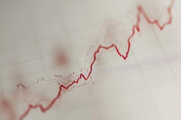 Graph of stocks falling rapidly Red graph line 