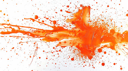 Tangerine orange paint splatter on a pure white background