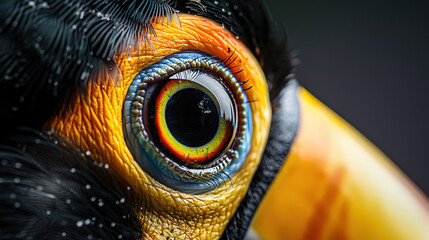 Naklejka premium wallpaper of an extreme close-up on a toucan's eye, 