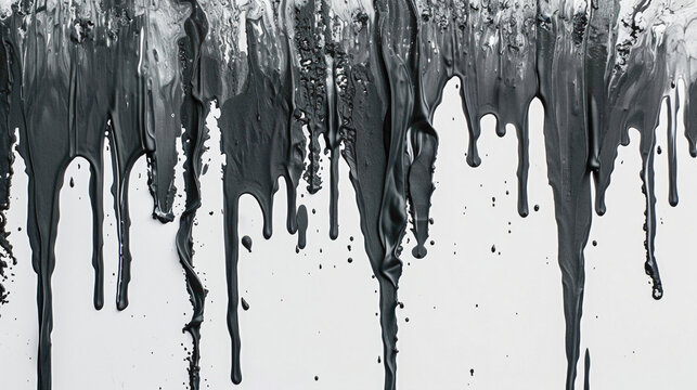 Slate gray paint drip on a pure white background