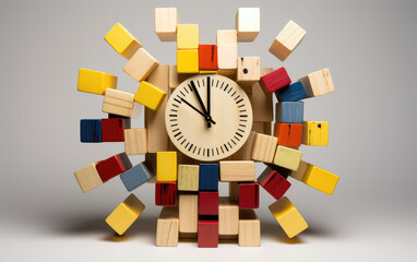 Creative Wooden Block Wall Clock Design