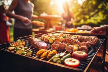 Sunset Summer BBQ Feast Outdoors