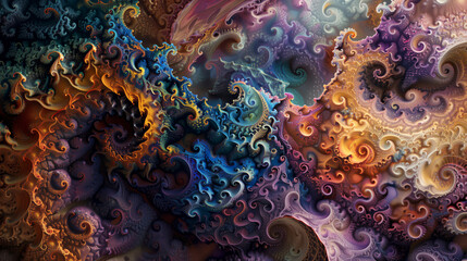Fototapeta na wymiar Abstract digital generated hypnotic fractals background, fantasy dynamic infinite fractal wallpaper